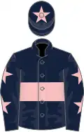 Dark Blue, Pink hoop, Dark Blue sleeves, Pink stars, Dark Blue cap, Pink star