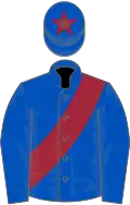 Royal blue, maroon sash and star on cap