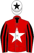 Red, White star, Black and Red striped sleeves, White cap, Black star