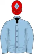 Light blue, red cap, light blue diamond