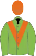 Light green, orange chevron, orange cap