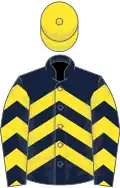 Dark blue, yellow chevrons and cap