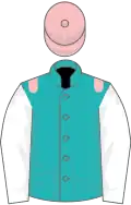 Green, pink sash and cap, white sleeves