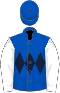 Royal blue, dark blue triple diamond, white sleeves