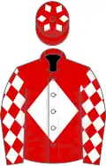 Red, white diamond, diamonds on sleeves and cap