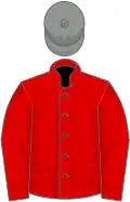 Red, grey cap