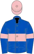 Royal Blue, Pink hoop, armlets and cap