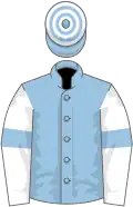 Light Blue, White sleeves, Light Blue armlets, Light Blue and White hooped cap