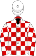 Red and white check, white cap