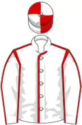 White, red seams, red and white quartered cap
