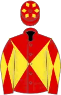 RED and YELLOW DIABOLO, red cap, yellow diamonds