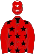 Red, black stars on body, white stars on cap