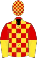 red and yellow check, halved sleeves