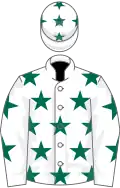 WHITE, dark green stars