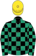 Black and emerald check, yellow cap