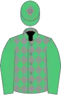 Emerald Green and Grey diamonds, Emerald Green sleeves, Emerald Green cap, Grey diamond