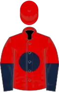 Red, dark blue disc, halved sleeves
