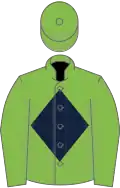 Light green, dark blue diamond, light green cap