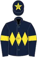 Dark blue, yellow triple diamond, armlets and star on cap