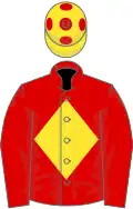 Red, yellow diamond, yellow cap, red spots