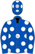 Royal blue, white spots