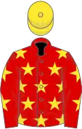 Red, yellow stars, yellow cap