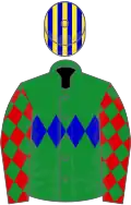 Green, blue triple diamond, red sleeves, green diamonds, green cap