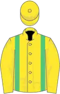 Yellow, em green braces, yellow cap