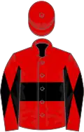 Red, black hoop, diabolo on sleeves