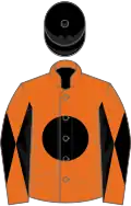 Orange, black disc, diabolo on sleeves, black cap