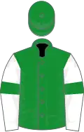 Green, white sleeves, green armlets and cap