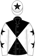 Black and white diabolo, white sleeves, black stars, white cap, black star