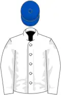 White, royal blue cap