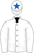 White, blue star on cap