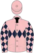 Pink, dark blue triple diamond, diamonds on sleeves