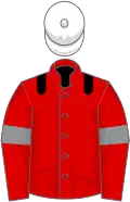 Red, black epaulets, red sleeves, grey armlets, white cap
