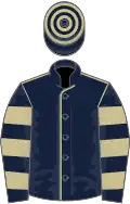 Dark Blue, Beige seams, hooped sleeves and cap