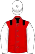 Red, black epaulets, white sleeves and cap