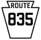 Pennsylvania Route 835 marker