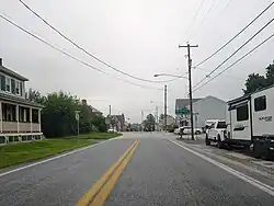 PA 394 eastbound near the center of the village