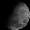 Moon's North Pole - This mosaic is composed of 22 frames acquired in orange (15), clear (4), UV (2), and UV-polarized (1) wavelengths.