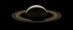 Cassini portrait of Saturn, backlit by the Sun