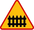A-9 "railroad crossing with barriers ahead"
