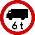 B-5 "no entry for trucks" (variant – having a gross vehicle weight rating exceeding [...] tonnes)