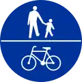 C-13/16 sign indicating compulsory track for pedestrians and bicycles