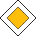D-1 "priority road" (You have priority at all following crossroads until the end of the priority road.[3])