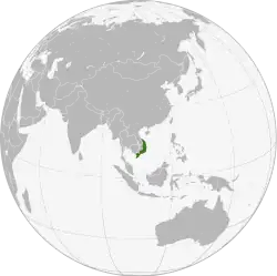 Republic of South Vietnam (dark green) after the Fall of Saigon.