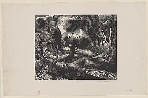 Prospect Park, c. 1938, wood engraving