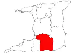 Location of Princes Town in Trinidad