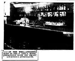 Bar at the P&O Hotel shortly after a major renovation